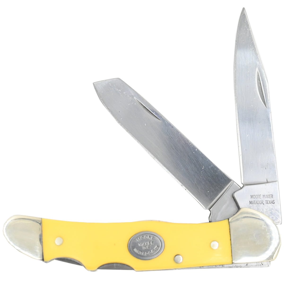 Moore Maker 3 3/4" Yellow Double Lock Trapper Knife
