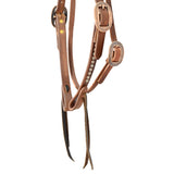 Cowperson Tack Browband Headstall with Copper Buckles and Patina Turquoise Spots
