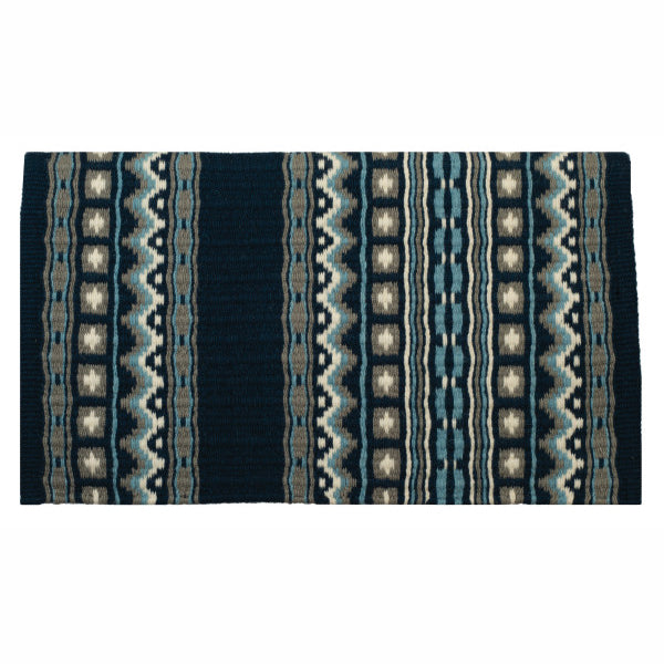 Weaver Leather New Zealand Wool Show Blanket- Navy/Ash/Periwinkle Blue