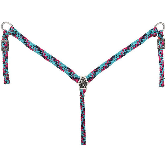 Tough 1 Muletape Breast Collar- Navy/Teal/Raspberry