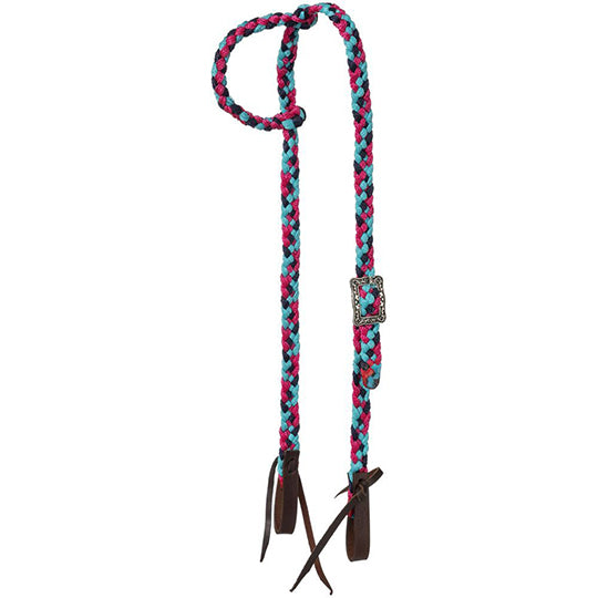 Tough 1 Muletape Slip Ear Headstall- Navy/Teal/Raspberry