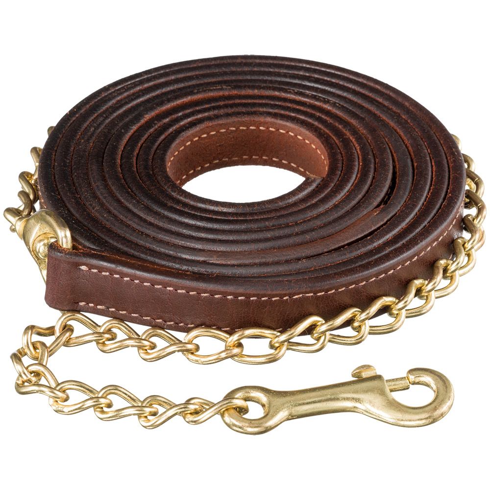 Tough 1 10' Leather Lead with 30" Stud Chain