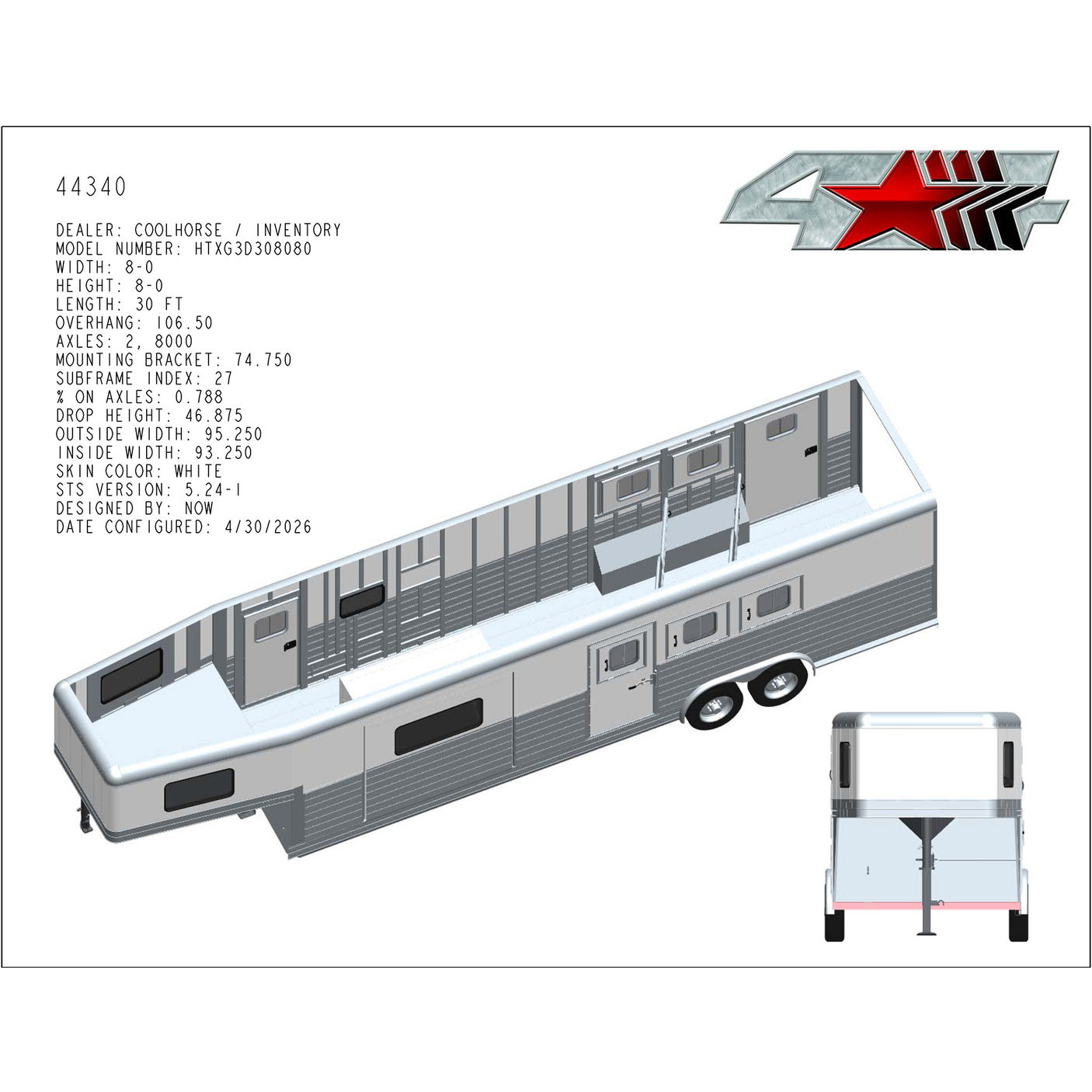 ON ORDER! 2027 4 Star 3 Horse Trailer Side Load with Living Quarters