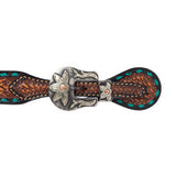 Weaver Leather Floral Tooled Ladies Spur Straps with Turquoise Buckstitch