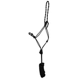 Tough 1 Knotted Rope Halter with Lead Rope- Black