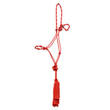 Tough 1 Knotted Rope Halter with Lead Rope- Red