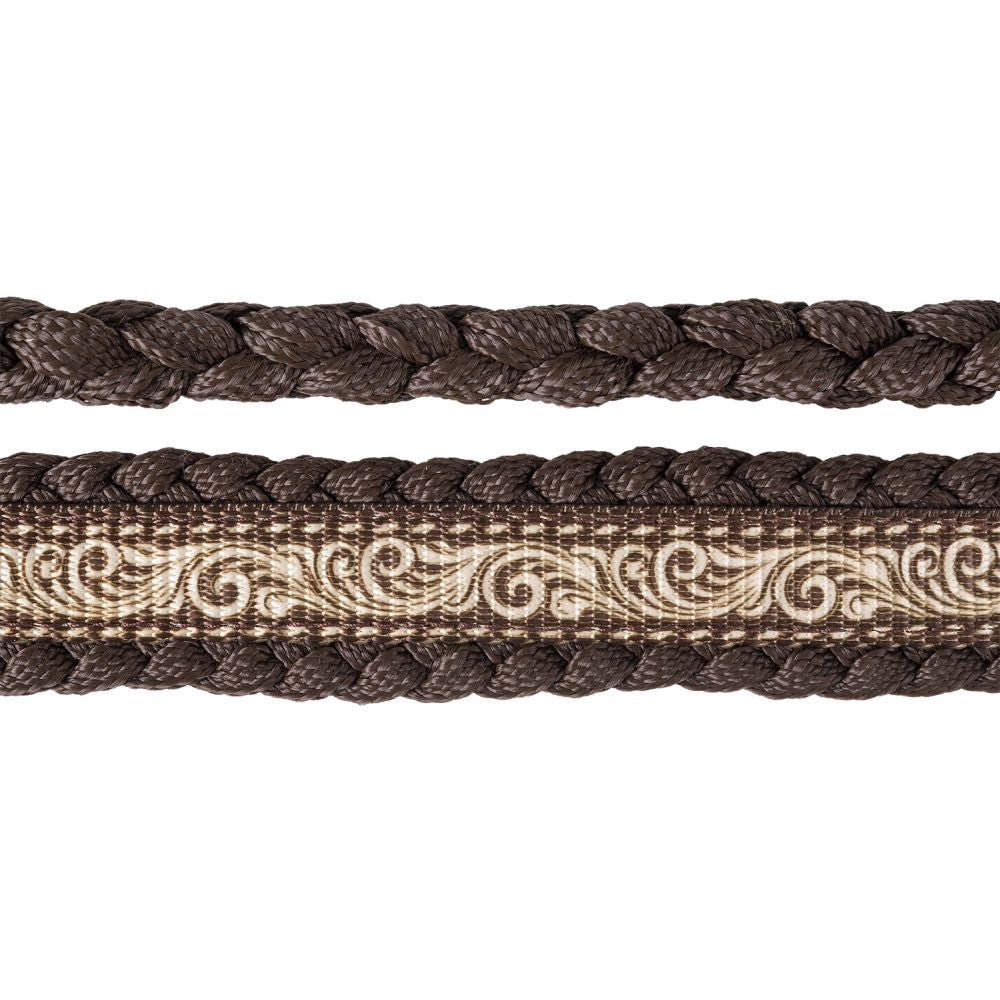 Tough 1 Leather Tooling Printed Brown Mule Tape Halter with 10' Lead Rope