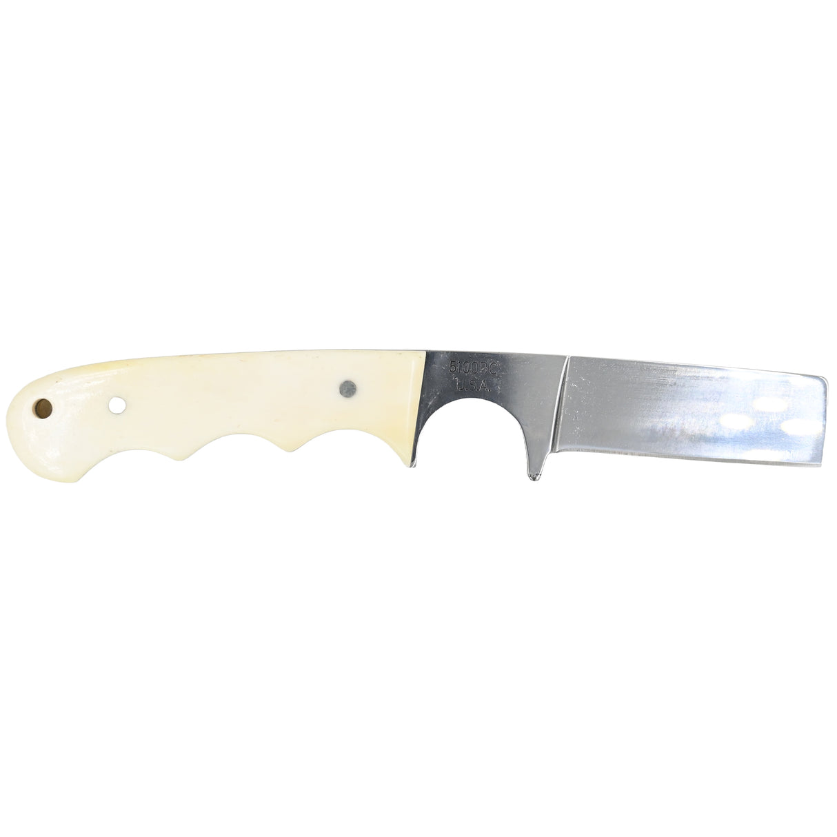Moore Maker Bull Cutter Knife and Sheath- White Bone Handle