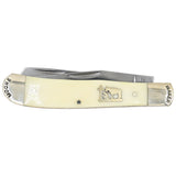 Moore Maker White Bone Trapper Knife with Praying Cowboy