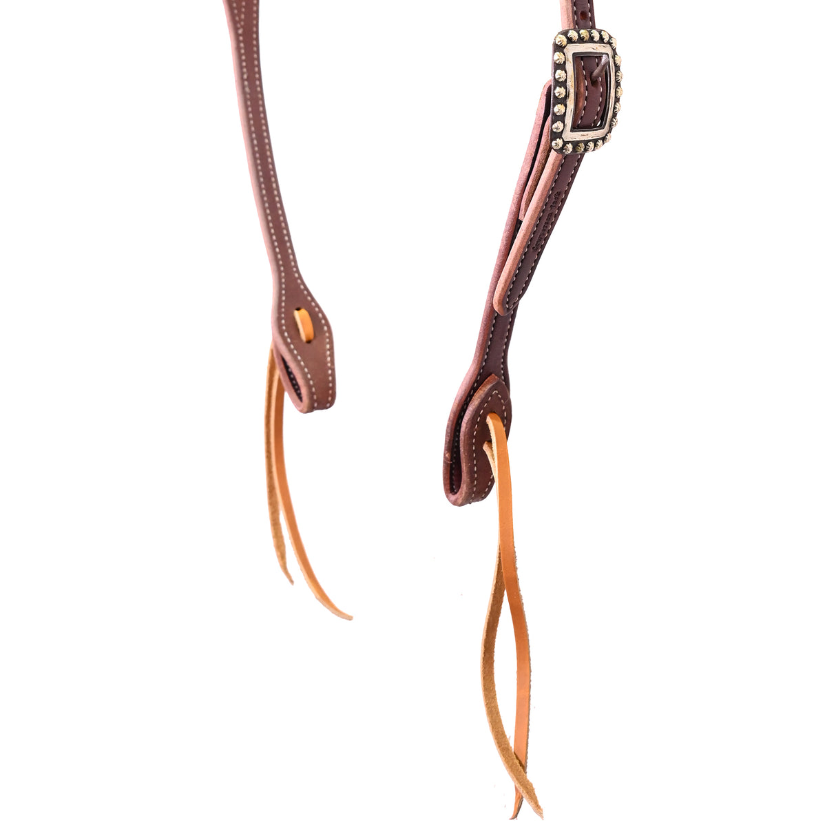 Cowperson Tack 5/8" Latigo Slot Ear Headstall with Square Berry Buckle