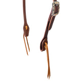 Cowperson Tack 5/8" Latigo Slot Ear Headstall with Square Floral Overlay Buckle