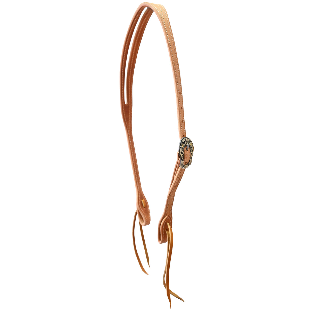 Cowperson Tack Roughout 5/8" Slot Ear Headstall with Silver Floral Peek-a-Boo Buckle