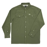 San Jac Youth Long Sleeve Performance Pearl Snap Shirt - Olive Green
