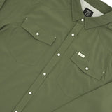 San Jac Youth Long Sleeve Performance Pearl Snap Shirt - Olive Green