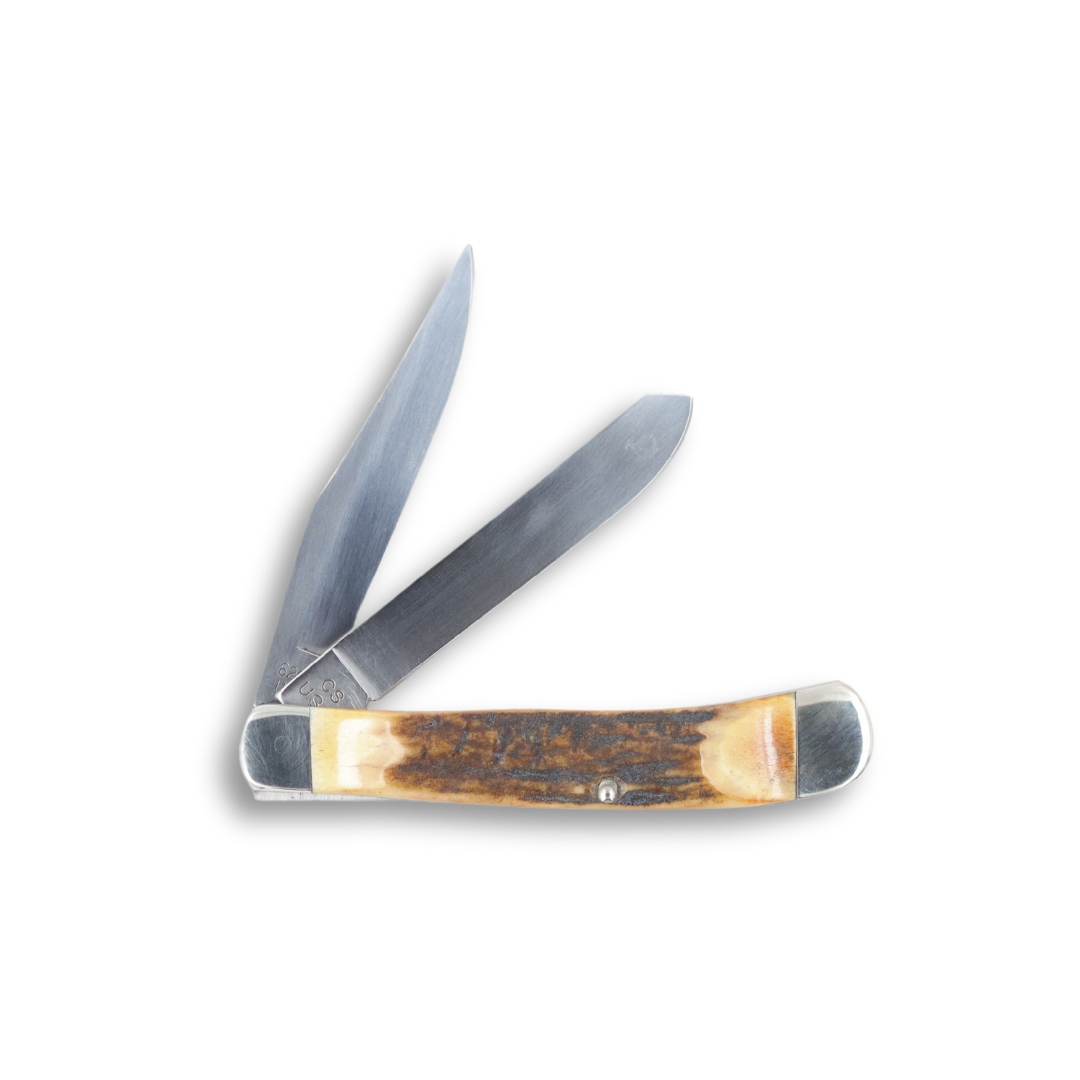 Moore Maker Sambar Stag Two Blade Trapper Knife- 4 1/8"