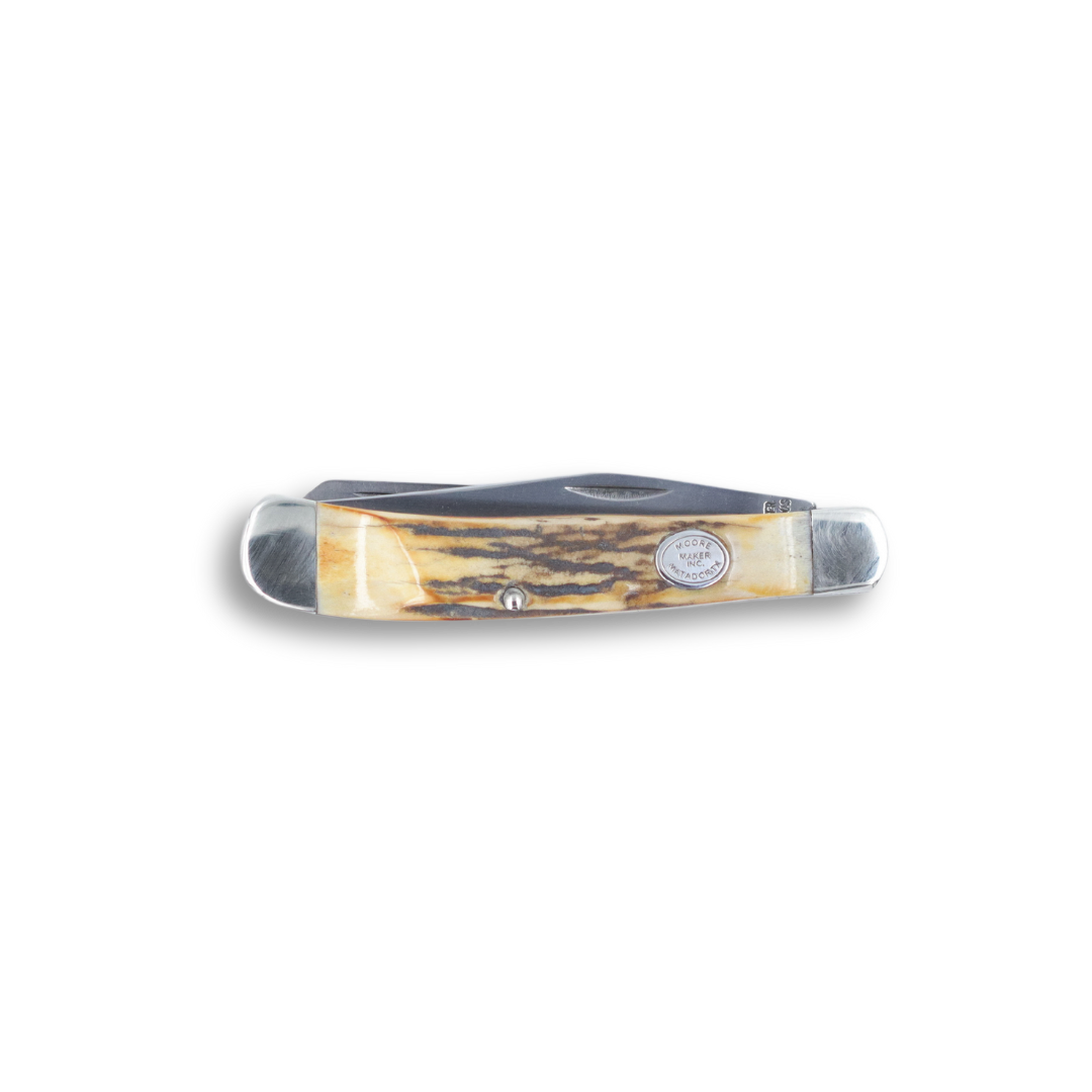 Moore Maker Sambar Stag Two Blade Trapper Knife- 4 1/8"