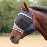 Shires FlyGuard Pro Fine Mesh Earless Fly Mask- Navy