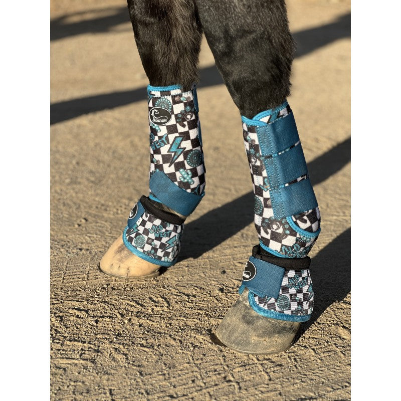 Schulz Equine No-Turn Bell Boots- Turquoise Glass