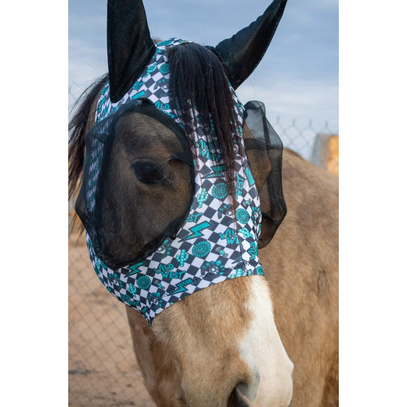 Schulz Equine Lycra Fly Mask- Turquoise Glass