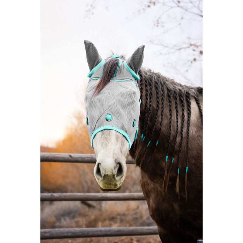 Schulz Equine Perf Boost Magnetic Fly Mask- Teal/Grey