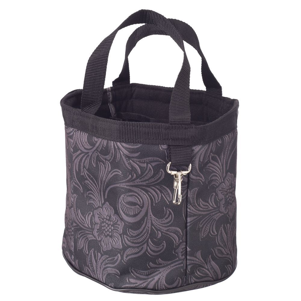 Tough 1 Black Leather Tooled Print Nylon Grooming Caddy