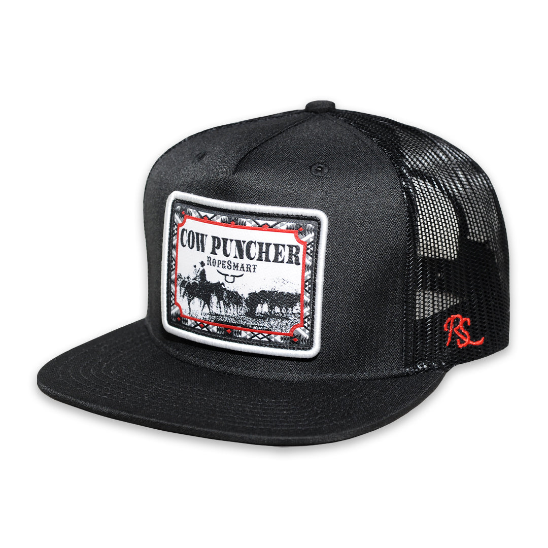 RopeSmart Black Trucker Cap w/ Cow Puncher Patch