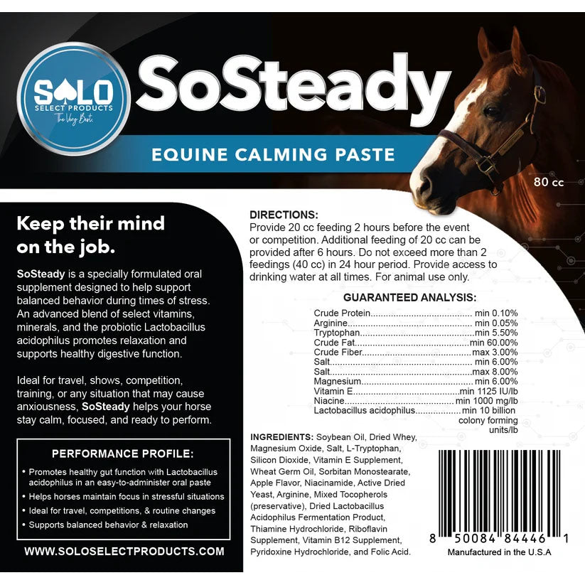 Solo Select SoSteady Equine Calming Paste