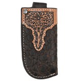 Ariat Small Leather Vertical Knife Sheath with Chocolate Croc Overlay