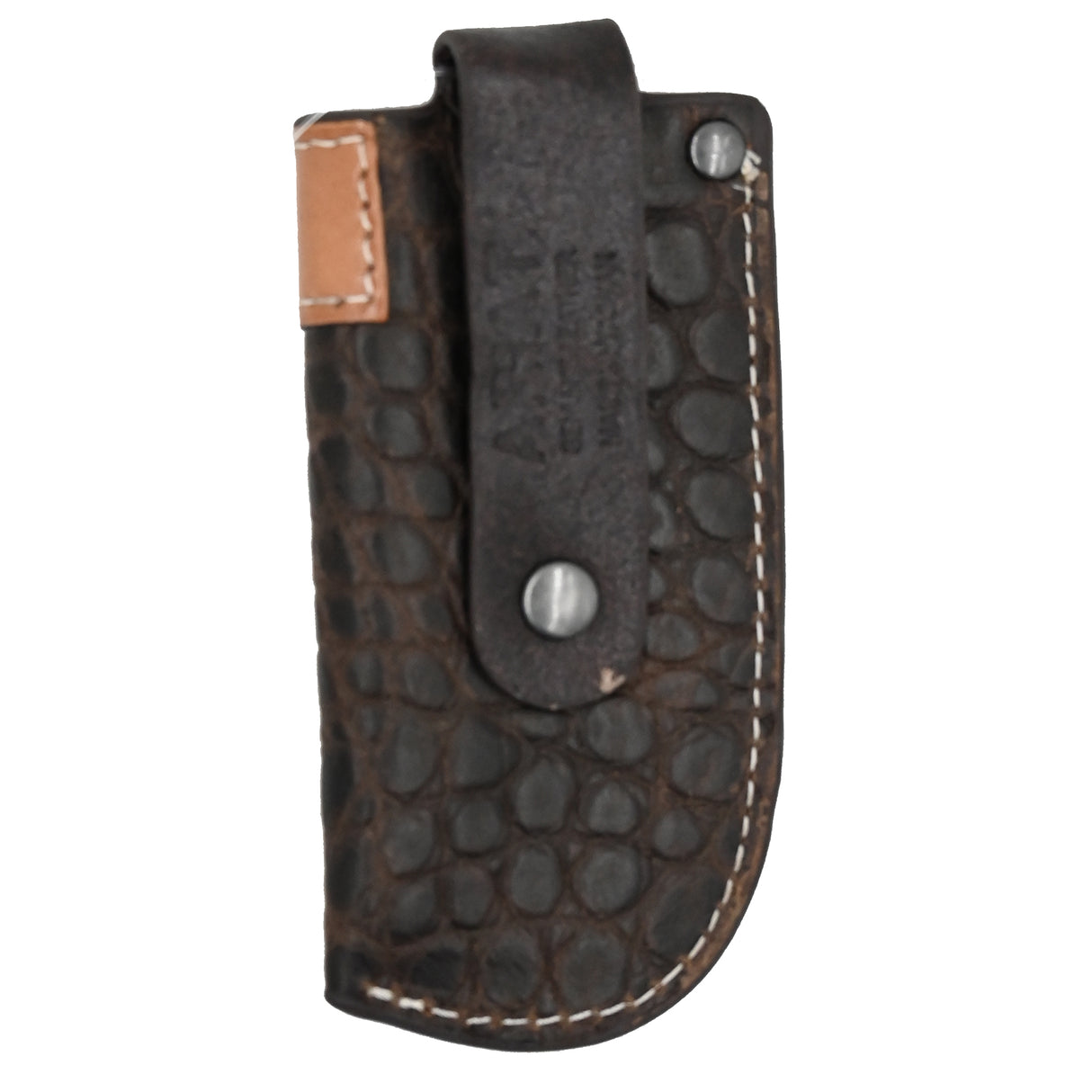 Ariat Small Leather Vertical Knife Sheath with Chocolate Croc Overlay