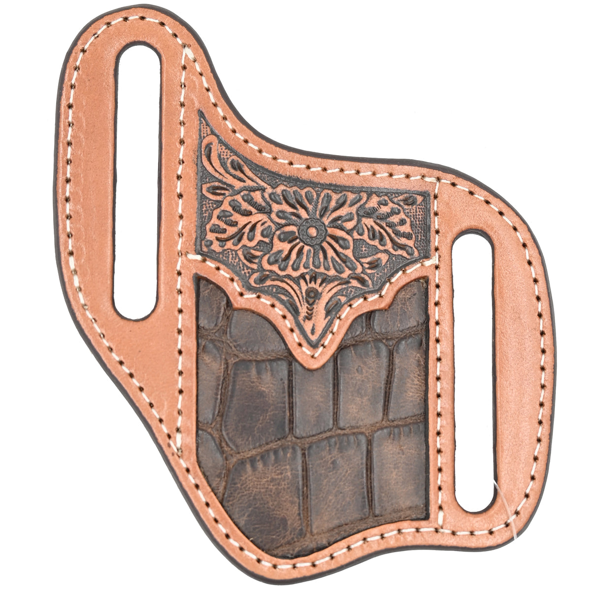 Ariat Chocolate Croc Print Leather Knife Sheath