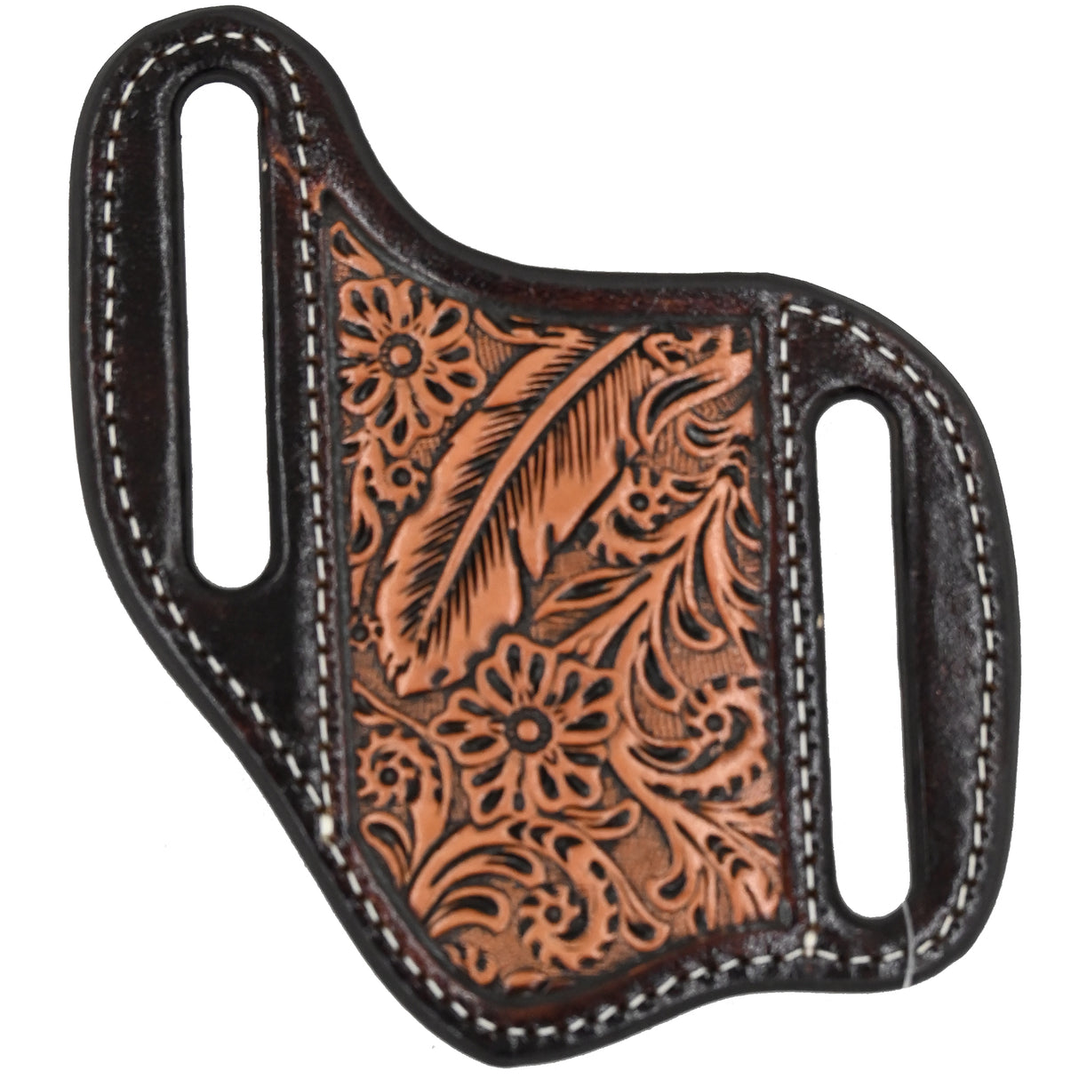 Ariat Chocolate Pancake Knife Sheath with Natural Tooling