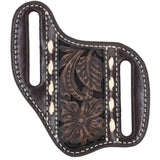 Ariat Leather Pancake Knife Sheath with Brown Floral Tooling and Black Inlay