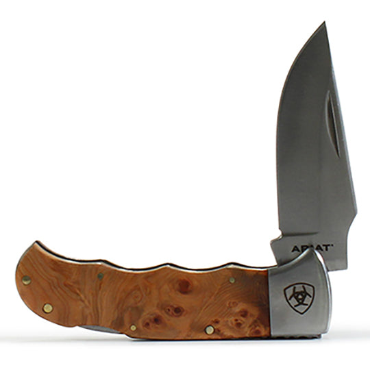 Ariat Medium Smooth Brown Folding Knife- 3"
