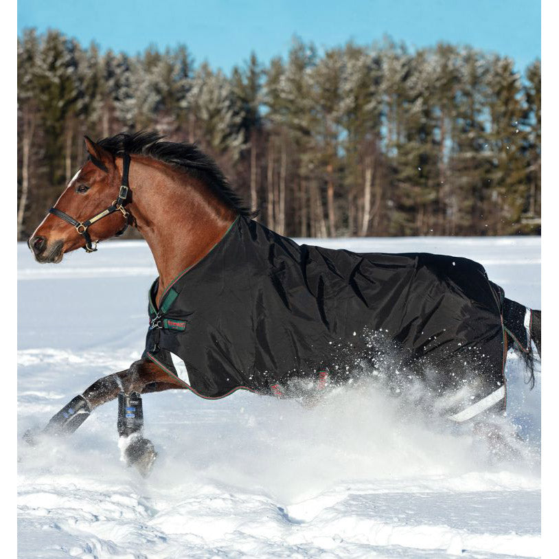 Horseware Rambo® Original Turnout Blanket with Leg Arches (200g Medium) - Black/Green/Red