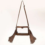 American Darling Genuine Clear Leather Bag with Brass Spots and Fringe
