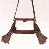 American Darling Genuine Clear Leather Bag with Brass Spots and Fringe
