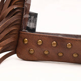 American Darling Genuine Clear Leather Bag with Brass Spots and Fringe