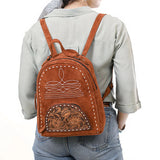 American Darling Rust Suede Mini Backpack with Tooled Pocket