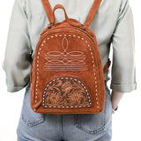 American Darling Rust Suede Mini Backpack with Tooled Pocket