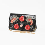 American Darling Embroidered Patent Genuine Leather Crossbody Purse
