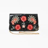 American Darling Embroidered Patent Genuine Leather Crossbody Purse