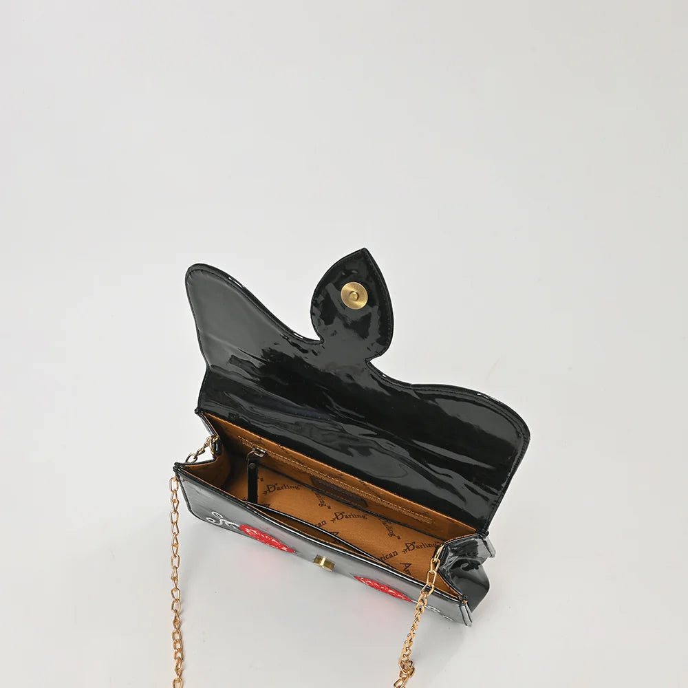 American Darling Embroidered Patent Genuine Leather Crossbody Purse