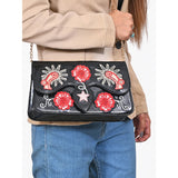 American Darling Embroidered Patent Genuine Leather Crossbody Purse