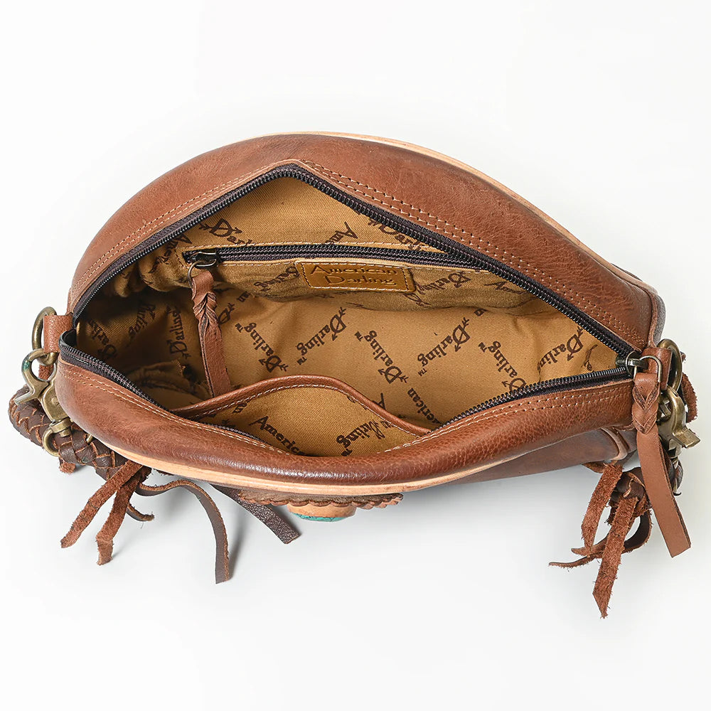 American Darling Leather Canteen Purse with Turquoise Stone