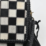 American Darling Checkered Hair on Hide Fringe Purse