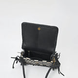 American Darling Checkered Hair on Hide Fringe Purse