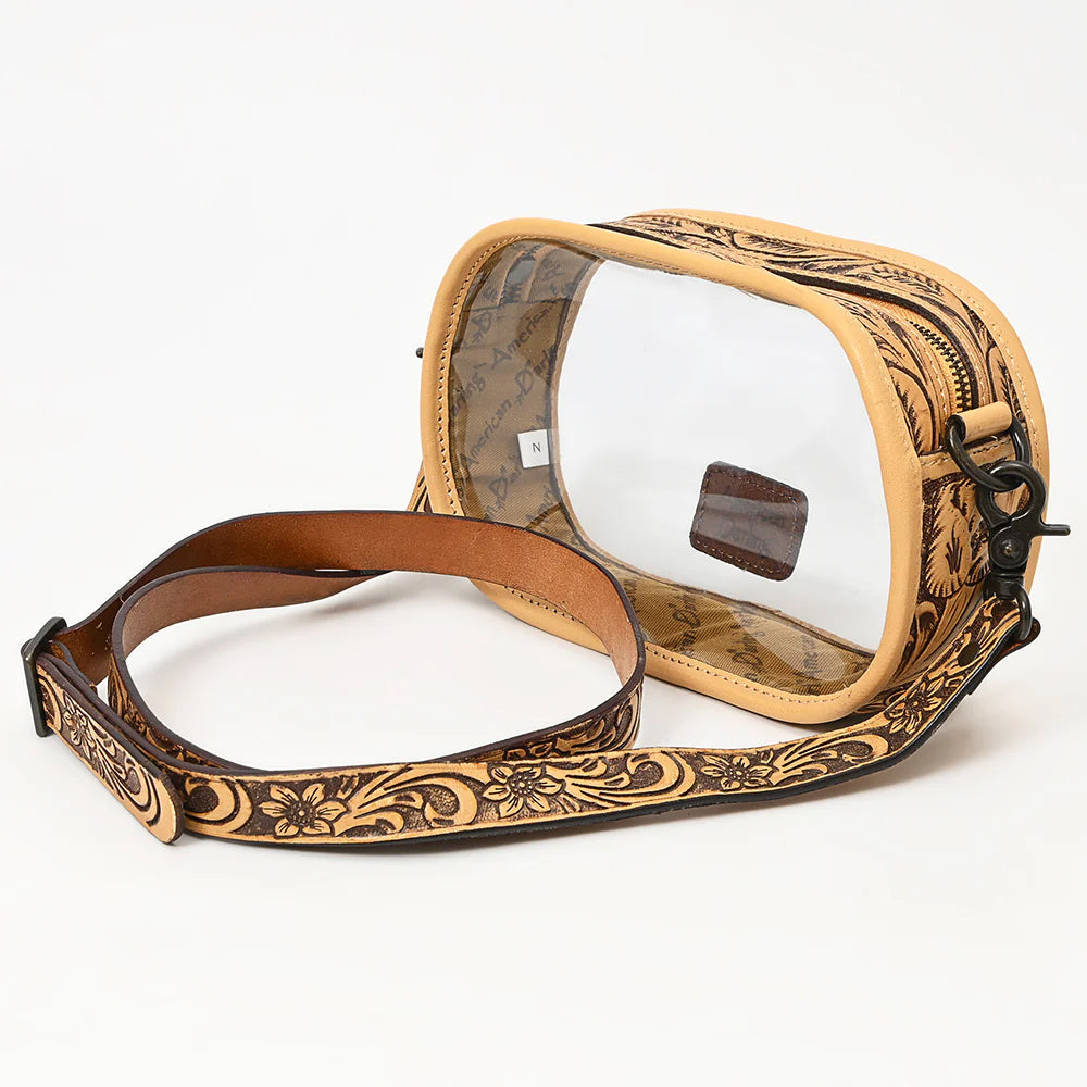 American Darling Tooled Leather Accented Clear Stadium Pencil Bag