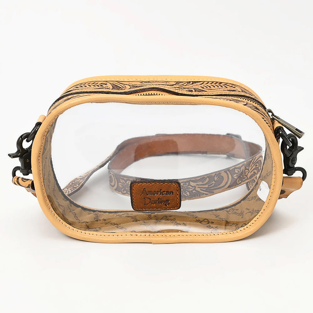 American Darling Tooled Leather Accented Clear Stadium Pencil Bag