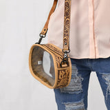 American Darling Tooled Leather Accented Clear Stadium Pencil Bag