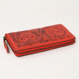 American Darling Red Washed Tooled Leather Wallet